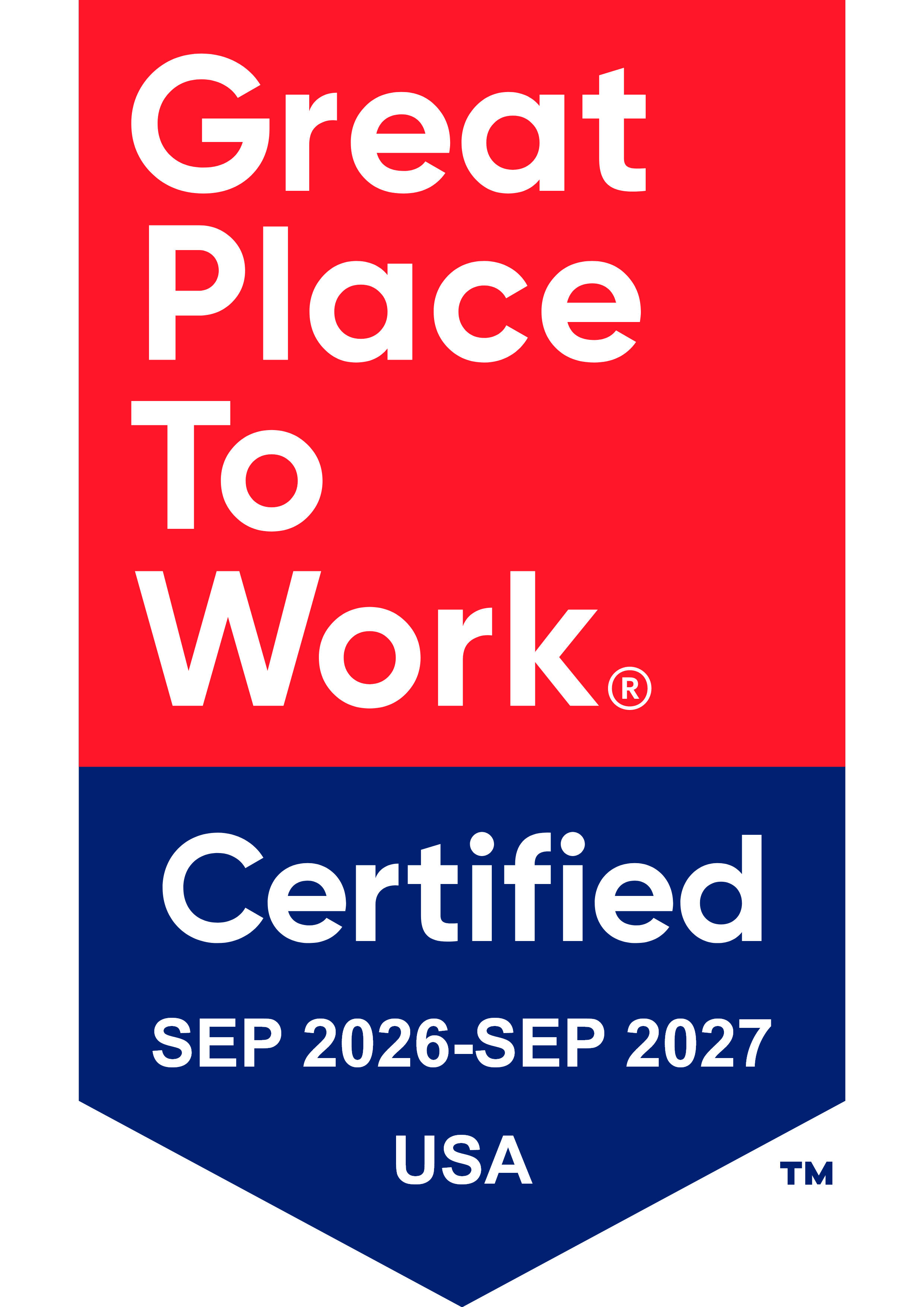 Great Place To Work Certified, USA, September 2026 to September 2027